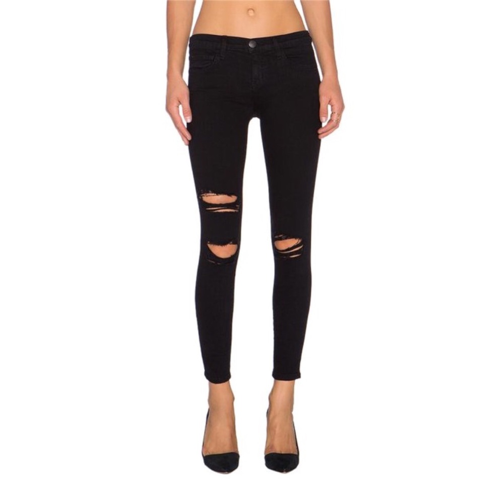 CURRENT ELLIOTT THE STILETTO Distressed Jeans