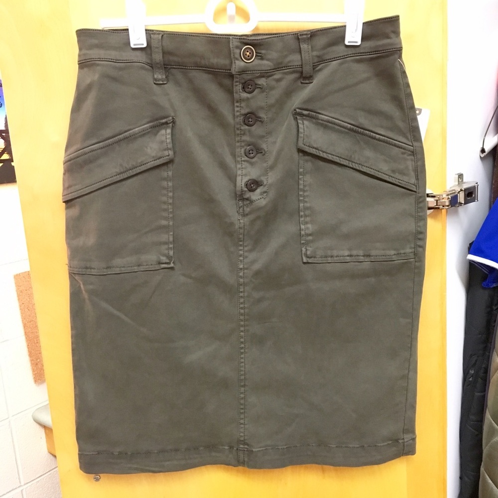 Anthropologie Army Green Pencil Skirt
