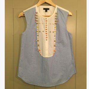 J Crew Jeweled Bib Top