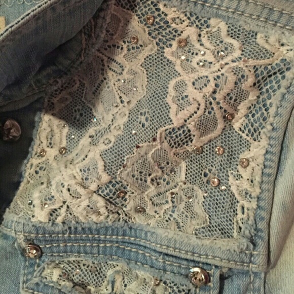 Miss me lace and crystal denim jacket - Picture 3 of 4