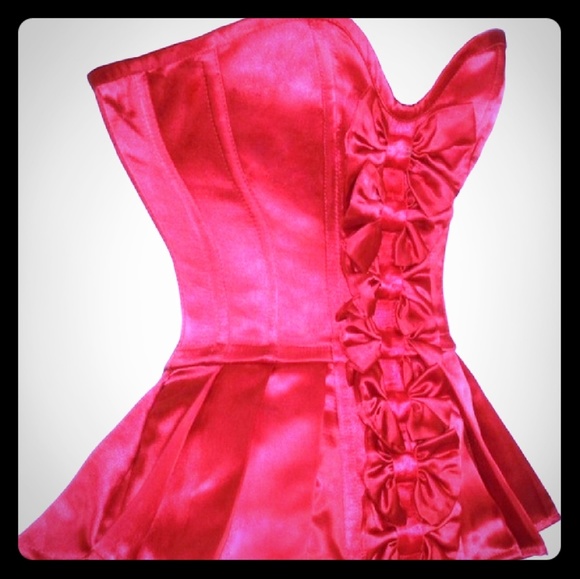 Corset Peplum Top - Red