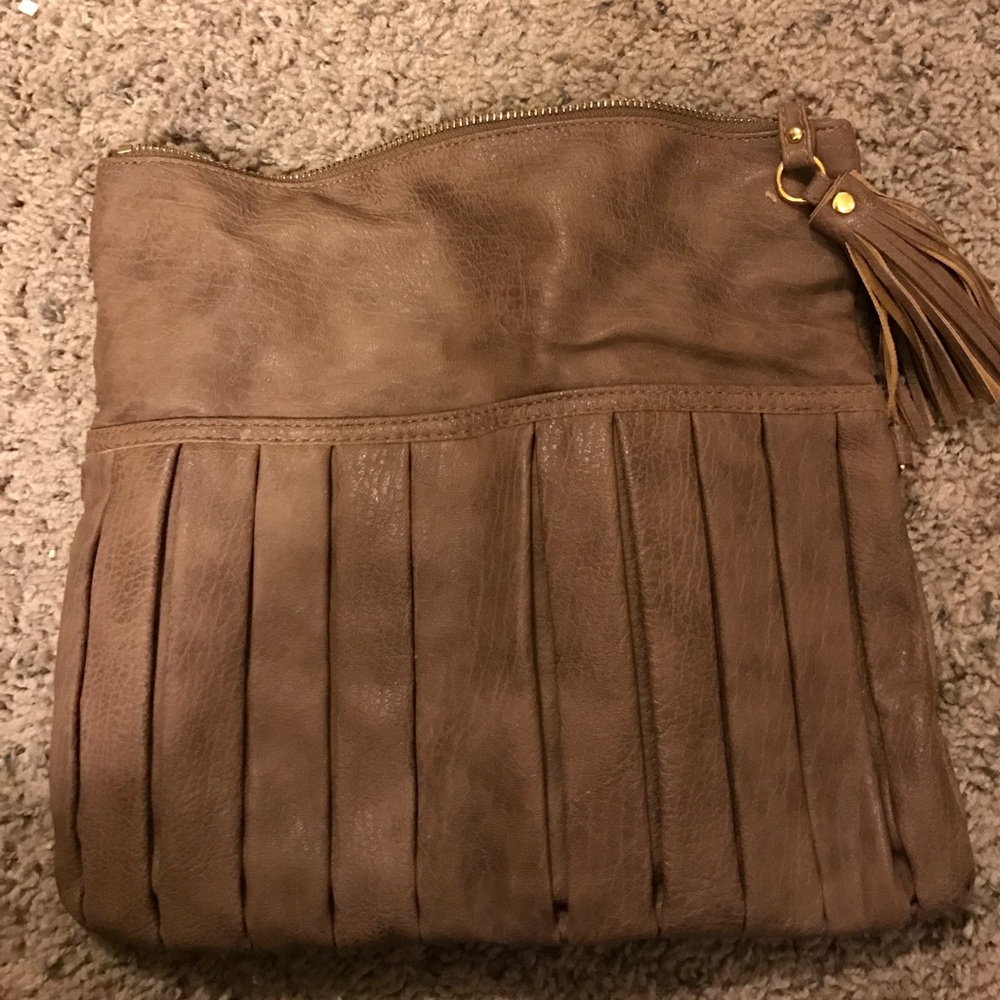 Taup urban expressions faux leather clutch