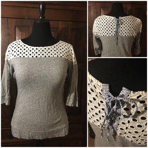 Anthropologie Postmark Gray Eyelet Top