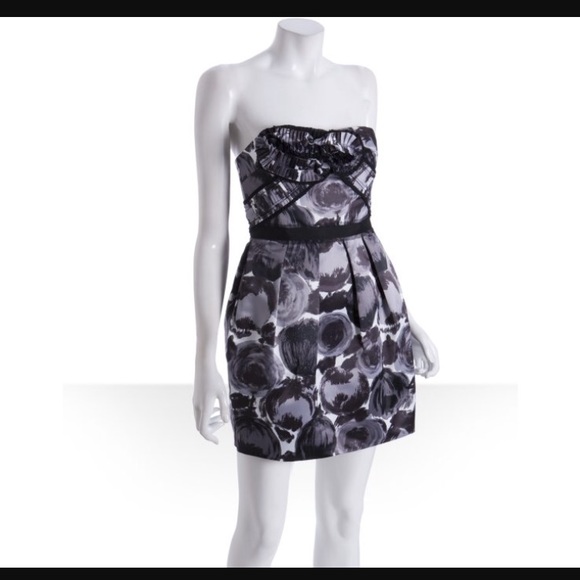 BCBGMAXAZARIA Grey Pleated Strapless Dress - Picture 1 of 5