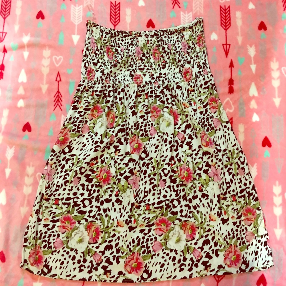 Long Floral/animal print tube top blouse