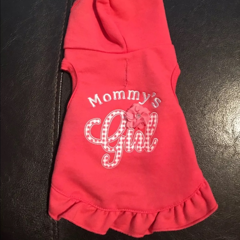 MOMMIES GIRL PINK RHINESTONE HODDED DOG OUTFIT XS