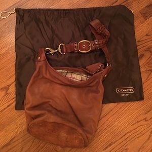 Brown leather Coach hobo bag