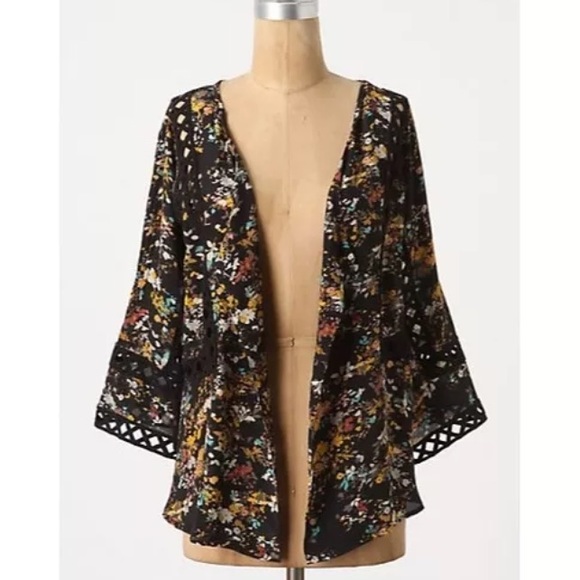 Anthropologie Tops - Anthropologie Silk Cassia Jacket Kimono Floral