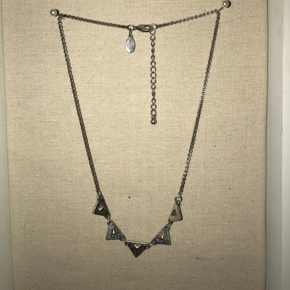 AEO short silver and gold triangle necklace. NWOT