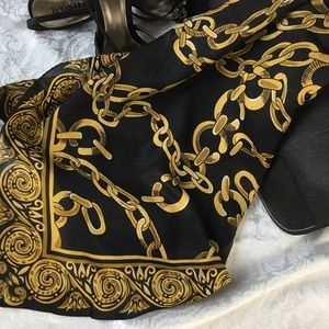 Black and Gold 30" Square Scarf