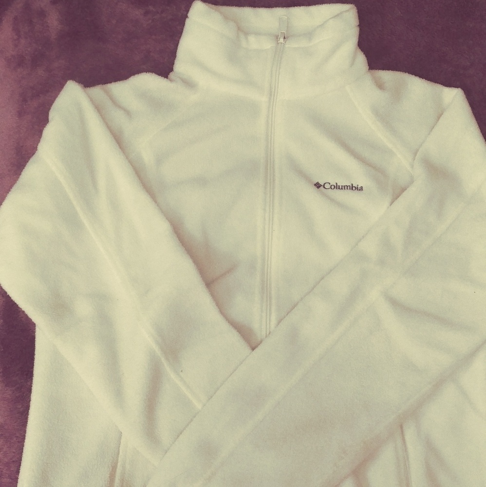 Cream white columbia fleece jacket