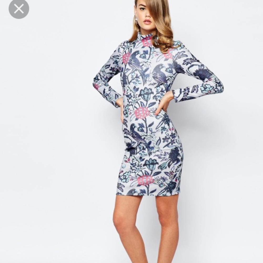 Blue Mini Pencil Dress- long sleeve size 00