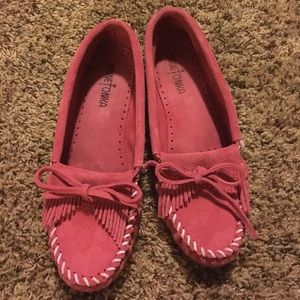 Hot pink Minnetonka moccasins