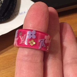 Louis Vuitton pink resin monogram inclusion ring