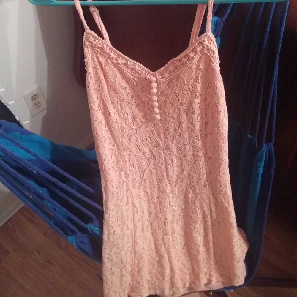 Salmon pink lace dress
