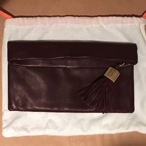 NWT India Hicks "Carmen" Leather Clutch, dk brown