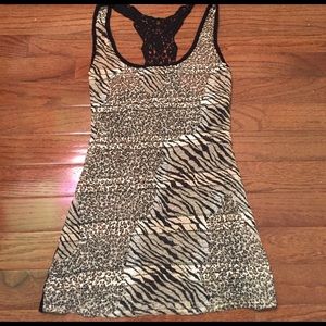 SUPER cute new animal print tank with lace back