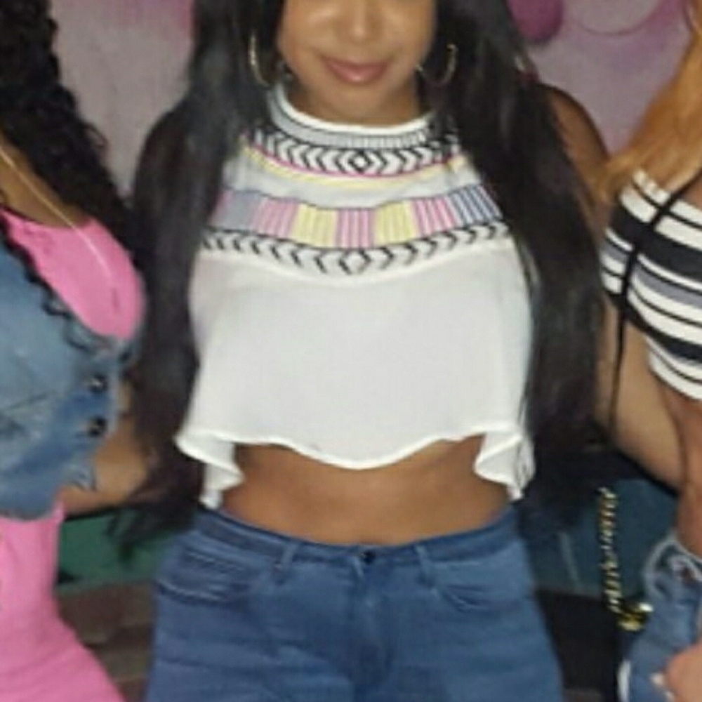 Flowy colorful crop top.