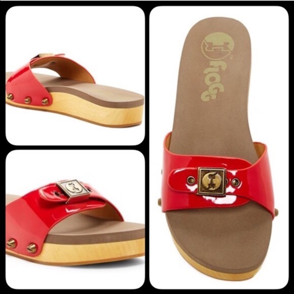 NIB Patent Red Buckled Wooden Slide Clog - Picture 2 of 8