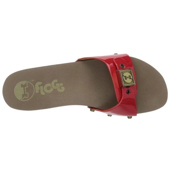 NIB Patent Red Buckled Wooden Slide Clog - Picture 3 of 8