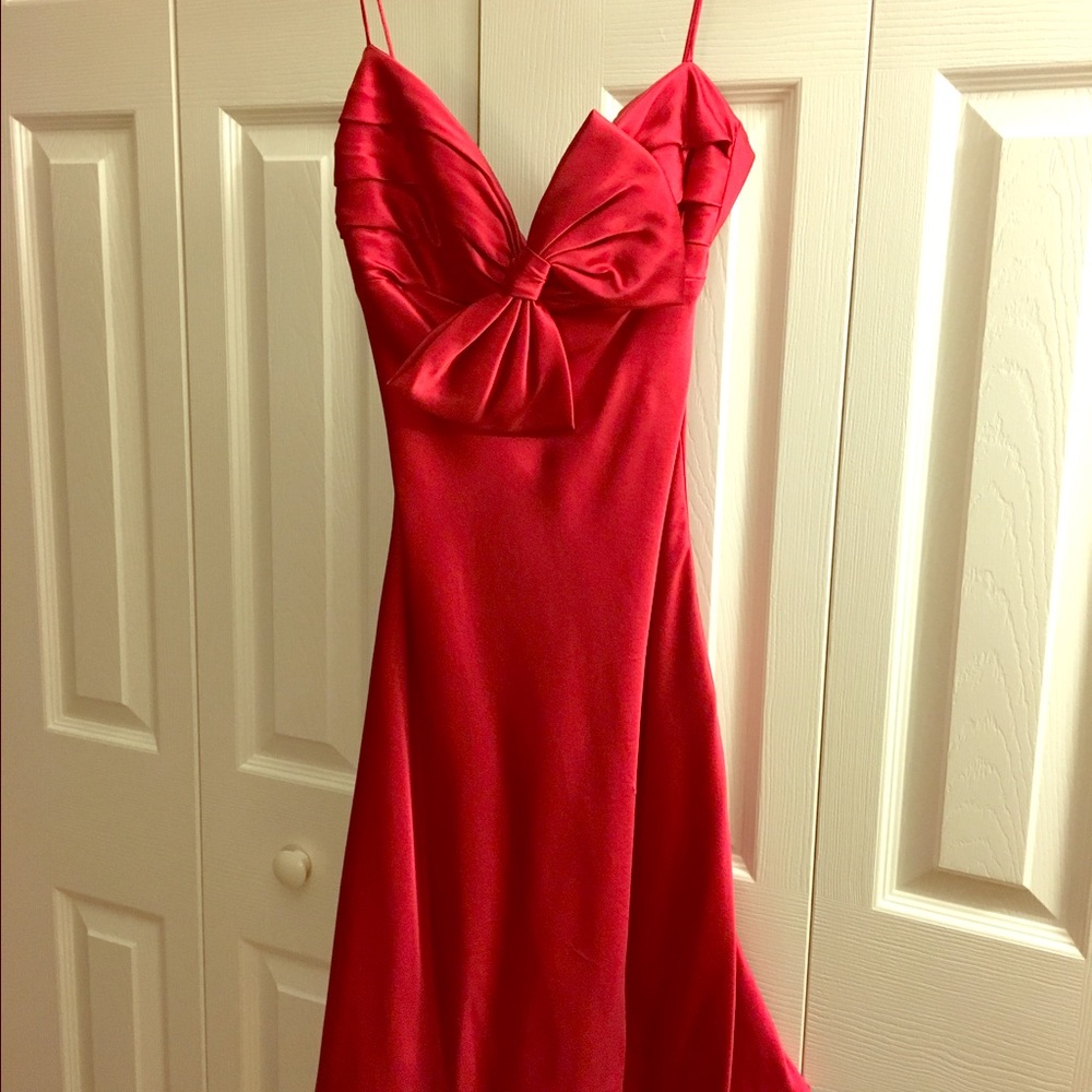 Red Silk Dress with Bow