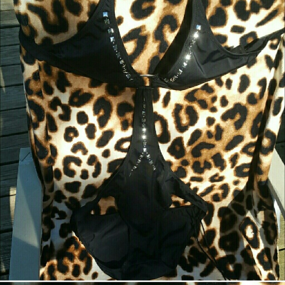 $ drop! Nwot studded monokini black L