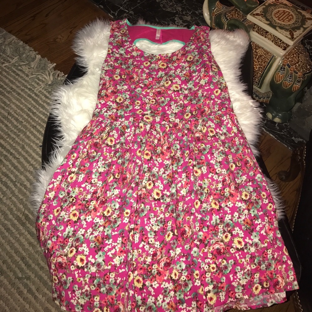 Floral dress with heart cut out in back