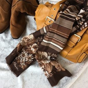 Vintage JIM RENOIR Striped Floral Scarf