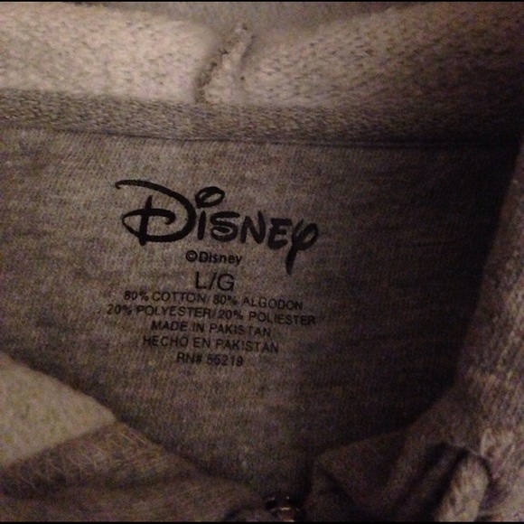Hooded zip up hoodie gray Mickey mouse joniors lg - Picture 2 of 2