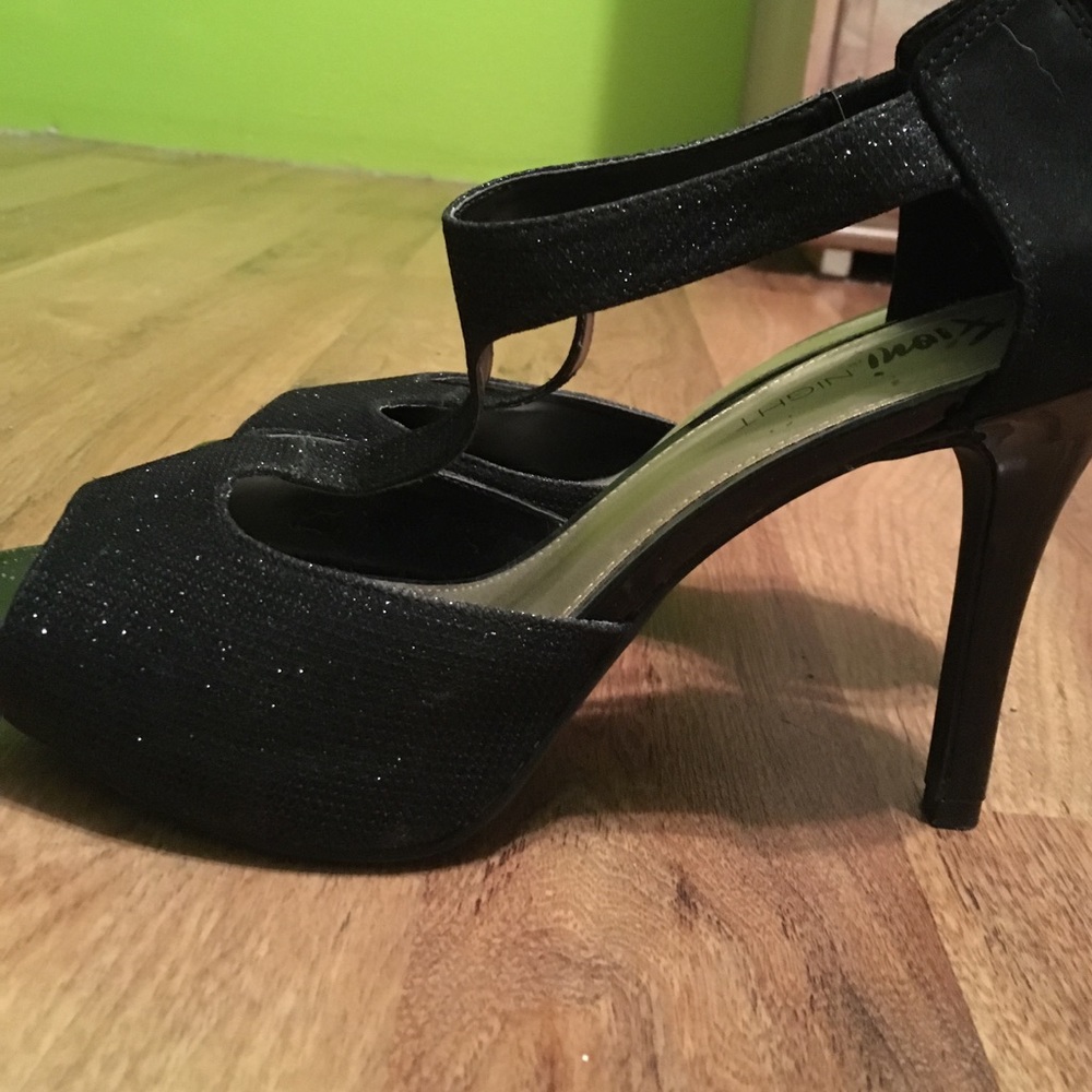 Black sparkly heels