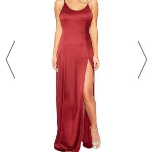Naked wardrobe red satin dress