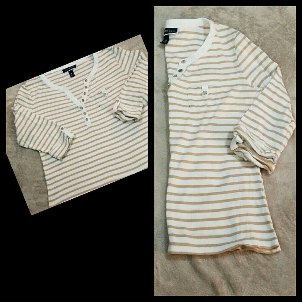 Karen Scott stripped 3/4 sleeve top