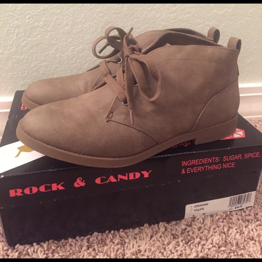 Brand New Lace-up Taupe Booties!!!