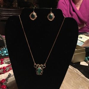 Malachite and gold over silver set