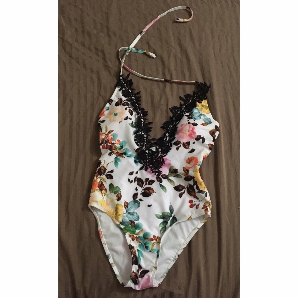 Sexy Floral  Deep V One Piece