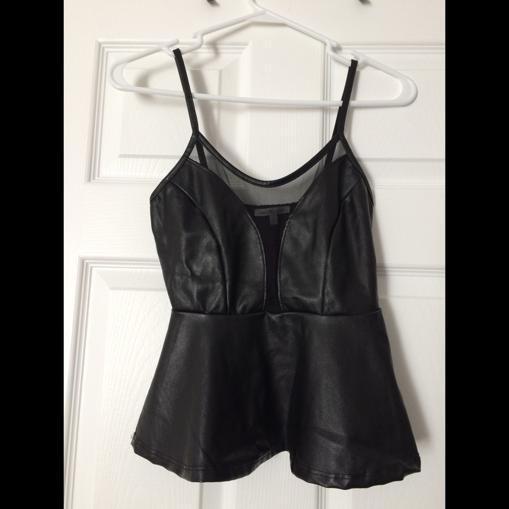 Peplum leather tunic top.