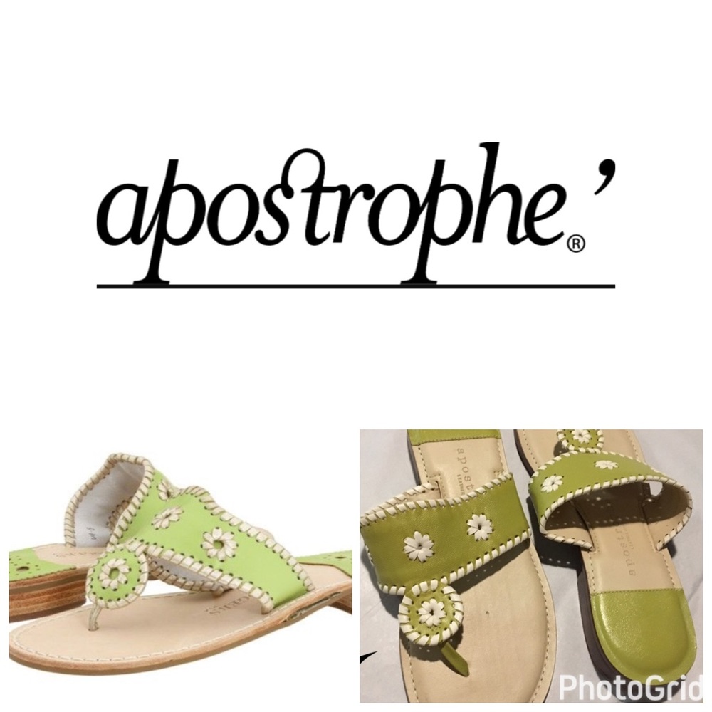 Apostrophe green sandals