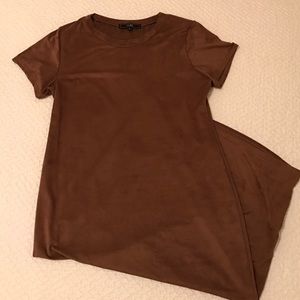 Brown suede stretch dress!