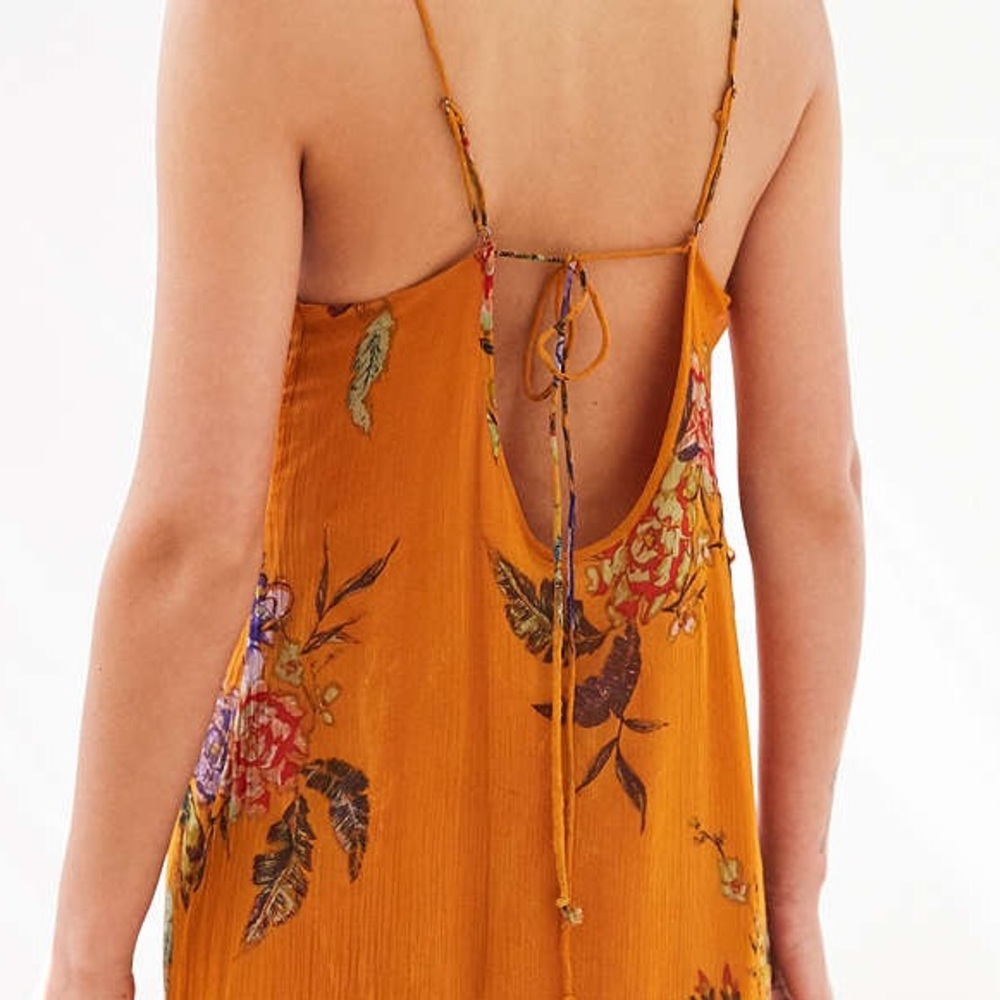 Ecote Yellow Floral Chiffon Midi Maxi Tiered Dress - Picture 4 of 11