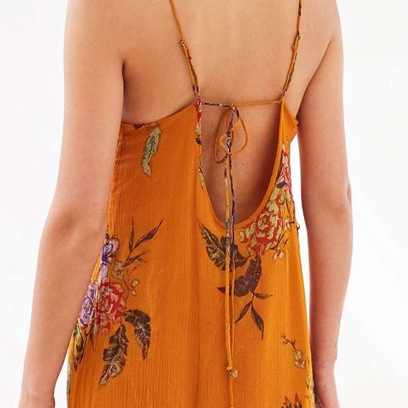 Ecote Yellow Floral Chiffon Midi Maxi Tiered Dress - Picture 4 of 11