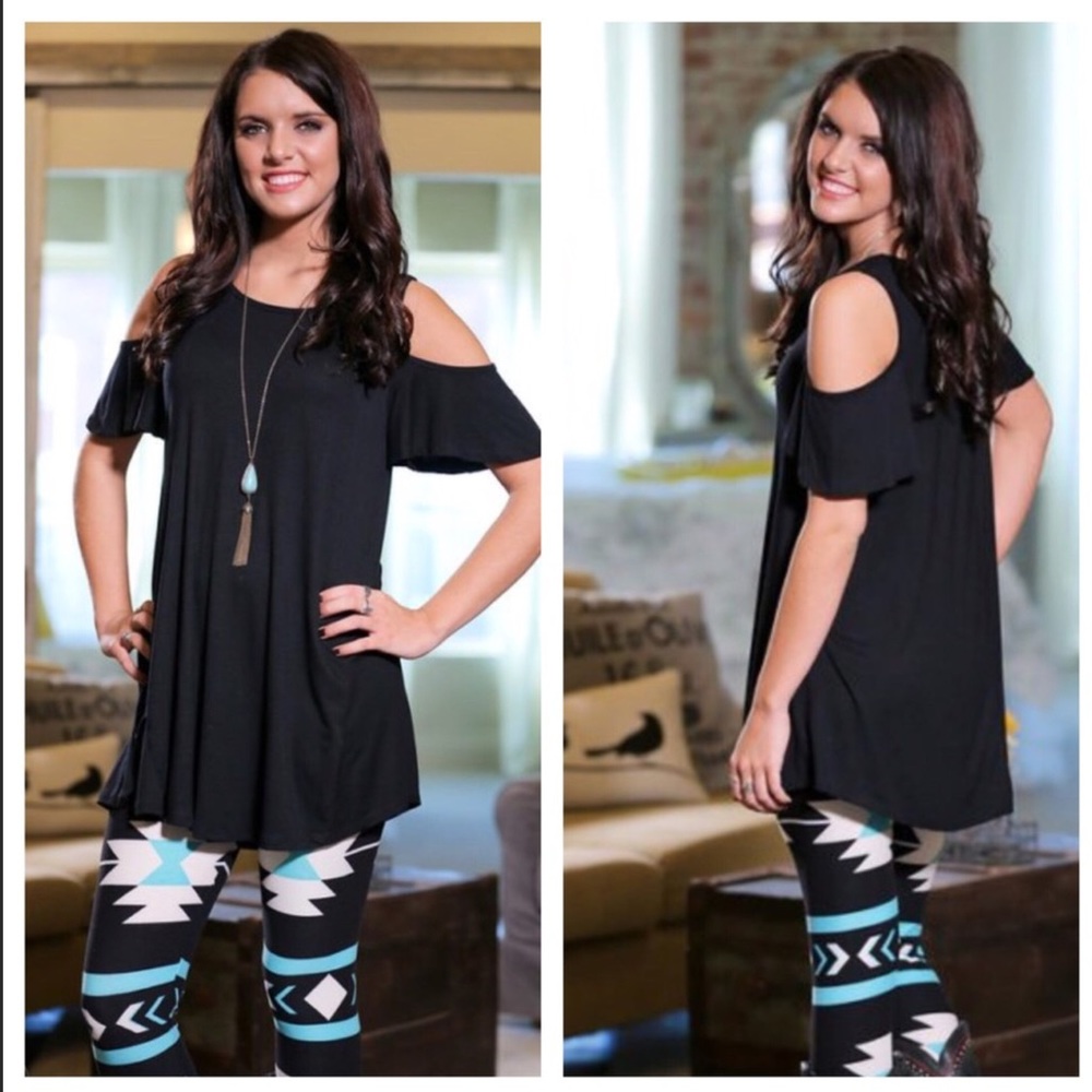 Black Cold Shoulder Top