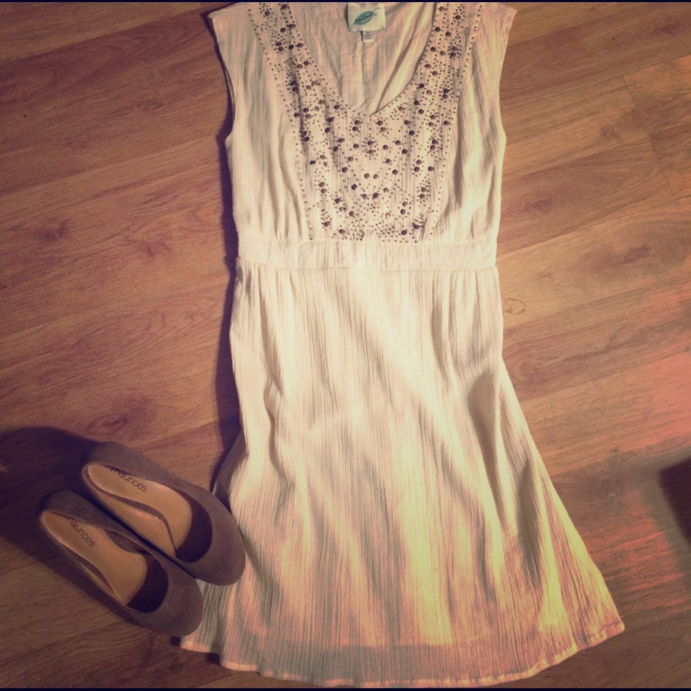 Cotton Dress with Embellished Front
