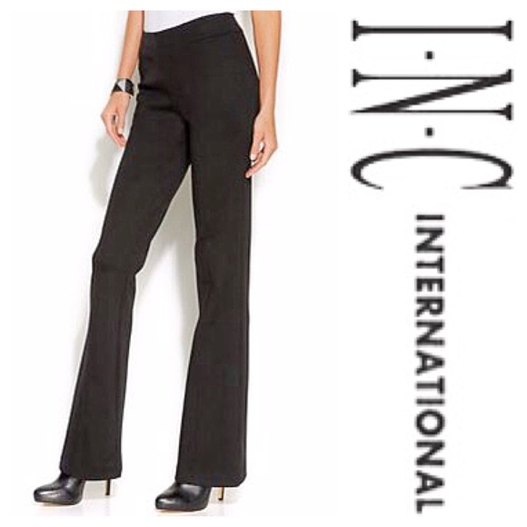 black bootleg pull on trousers