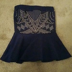 Strapless peplum top
