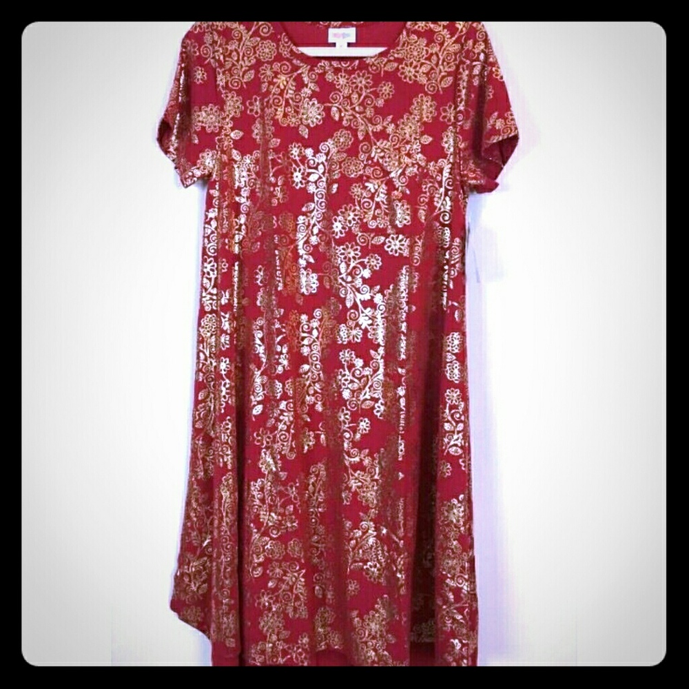 Red Gold Foil Printed LulaRoe Carly