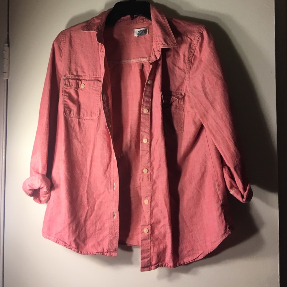 Coral/pink button up shirt