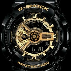 G shock black and gold watch