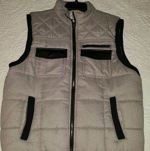 Puffy Vest with Black Leatherette Accents