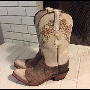Lucchese Pointed Toe, Floral Western Boots, size 7
