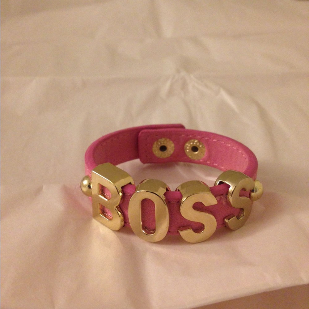 BCBGeneration Blessed Slide Charm Pink Leather Snap Cuff Bracelet